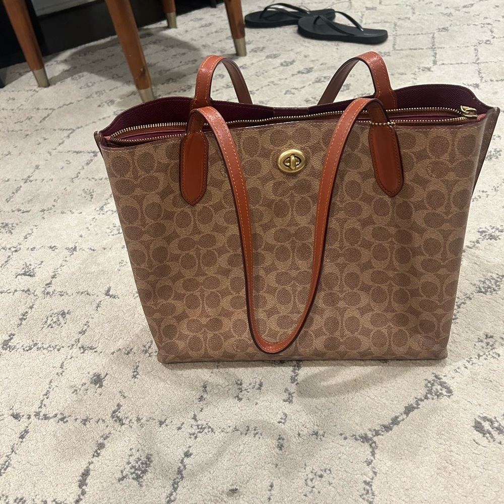 Coach Brown Shoulder Bag with Gold Accents